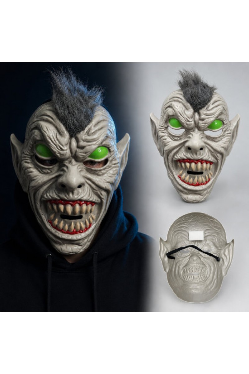 Neon Yeşil Gözlü Saçlı Canavar Plastik Maske