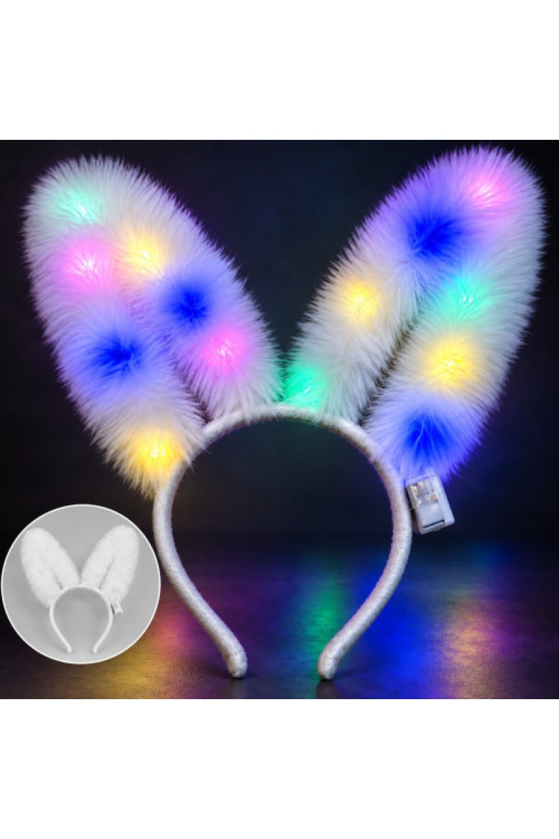 3 Modlu LED Işıklı Peluş Tavşan Kulağı Beyaz Renk