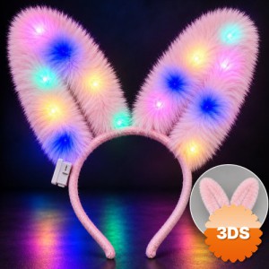 3 Modlu LED Işıklı Peluş Tavşan Kulağı Pembe Renk