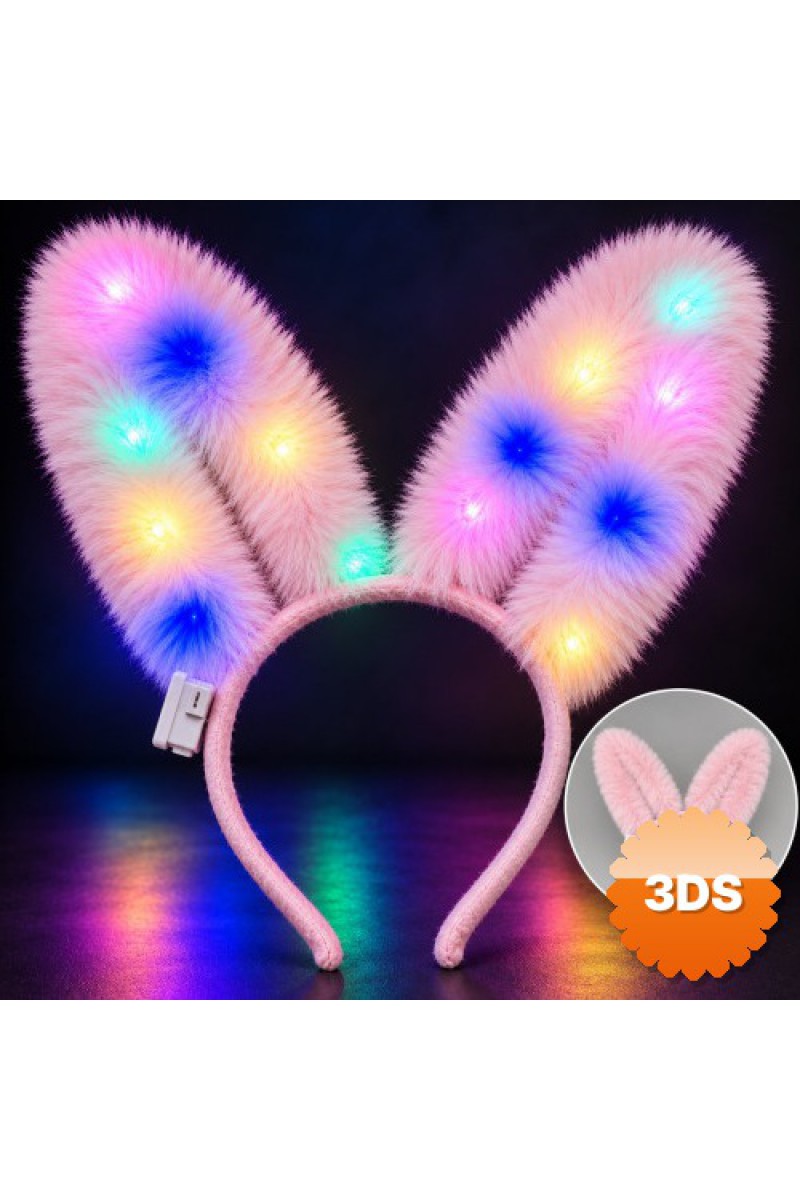 3 Modlu LED Işıklı Peluş Tavşan Kulağı Pembe Renk