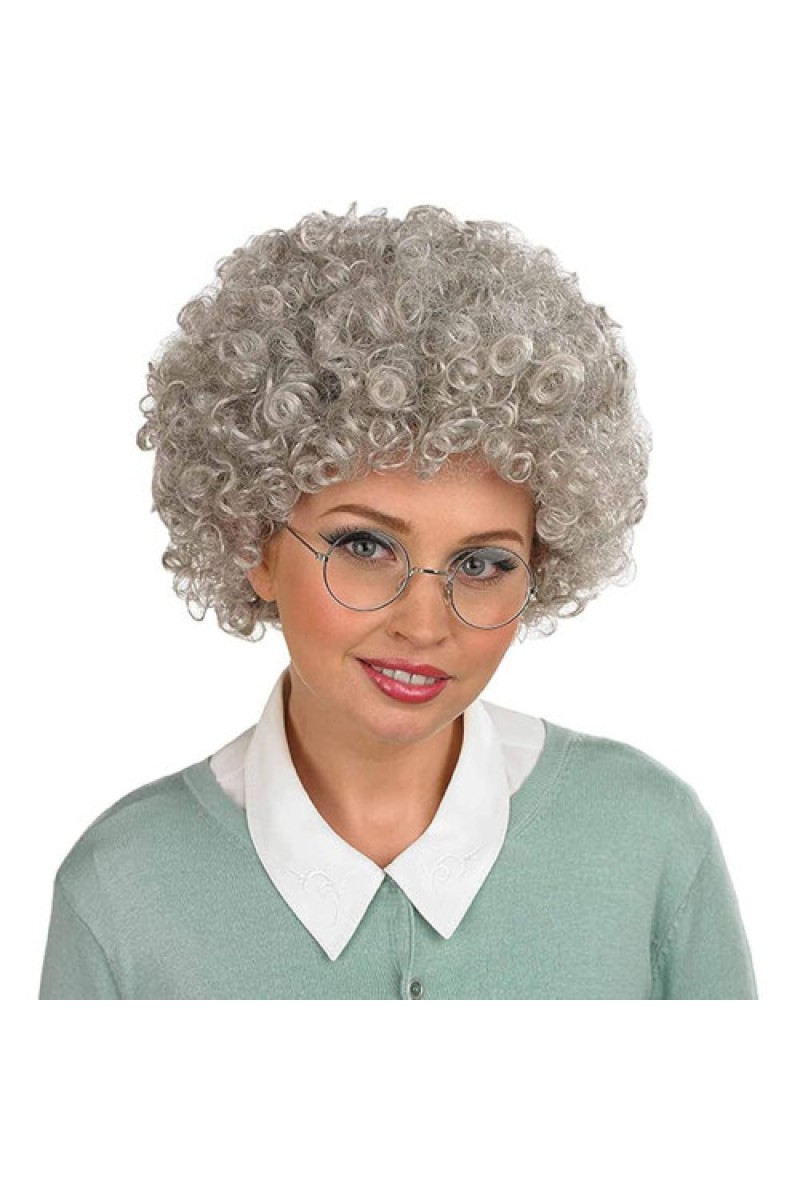 Gri Renk Kabarık Bonus Peruk Afro Takma Saç