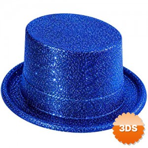 Mavi Simli Glitter Silindir Parti Şapkası