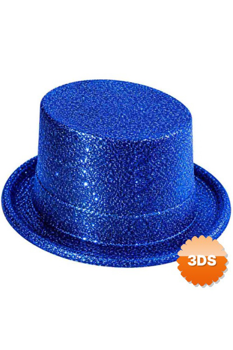 Mavi Simli Glitter Silindir Parti Şapkası