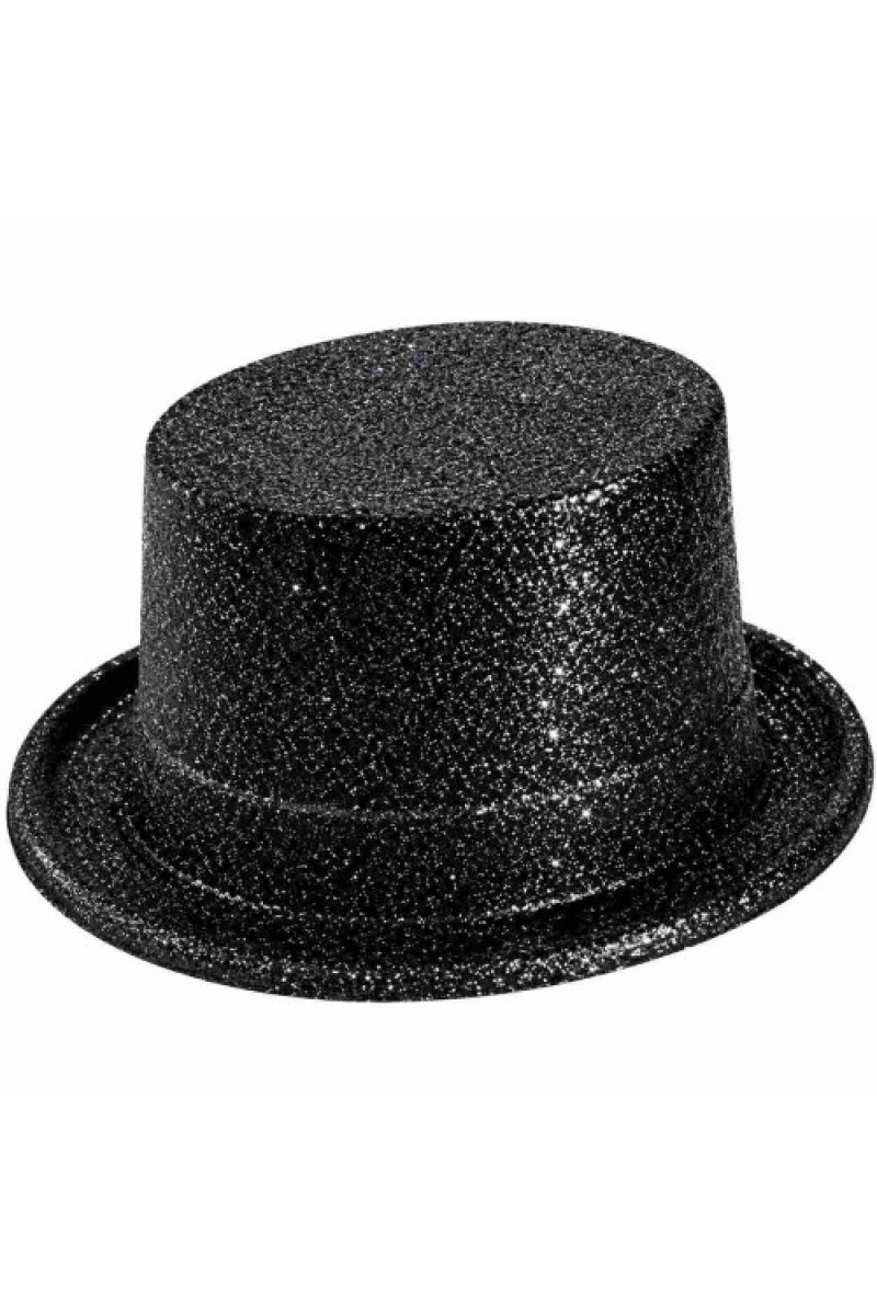Siyah Simli Glitter Silindir Parti Şapkası