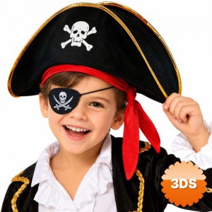 Kaptan Jack Çocuk Korsan Şapkası ve Vinleks Deri Göz Bandı