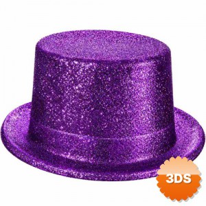 Mor Simli Glitter Silindir Parti Şapkası