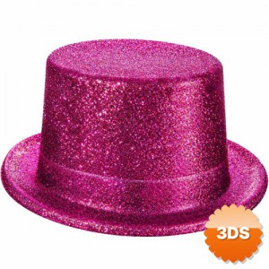 Fuşya Simli Glitter Silindir Parti Şapkası