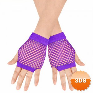80 ler 90 lar Retro Mor File Parmaksız Kısa Eldiven 11 cm