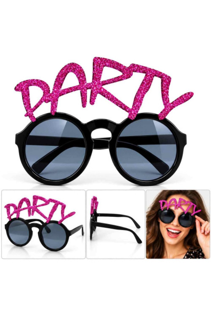 Fuşya Simli PARTY Yazılı Parti Gözlüğü