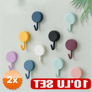 2 Paket Kendinden Yapışkanlı Renkli Duvar Askısı 10'lu Set
