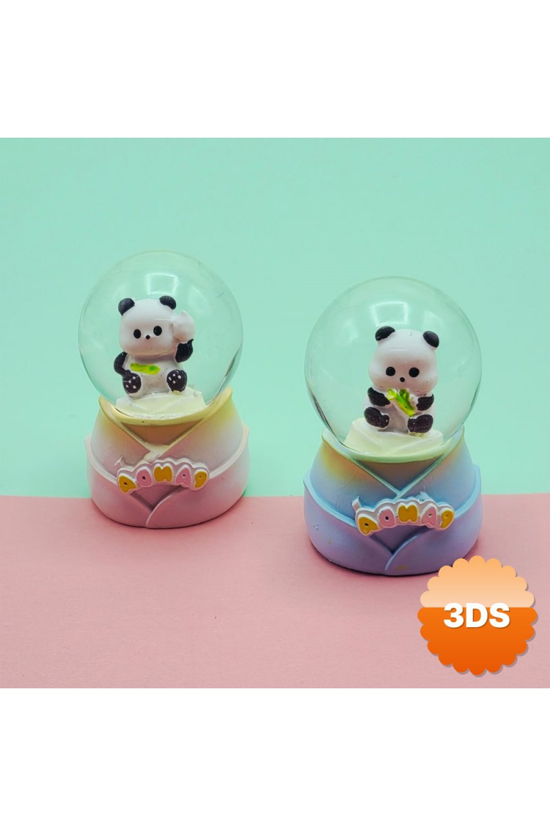 Mini Boy Sevimli Panda Tasarımlı Işıklı Kar Küresi 7x4 cm
