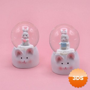 Mini Boy Tavşan Tasarımlı Işıklı Kar Küresi 7x4 cm Pilli