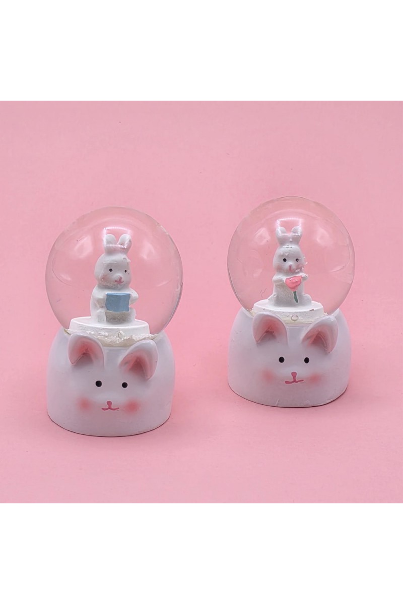 Mini Boy Tavşan Tasarımlı Işıklı Kar Küresi 7x4 cm Pilli