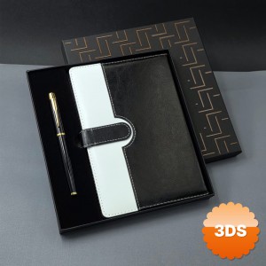 Siyah Beyaz Tarihsiz Ajanda Defter ve Metal Roller Kalem Seti