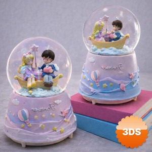 Forever Romantik Çift Figürlü Işıklı Otomatik Büyük Boy Kar Küresi 18 cm