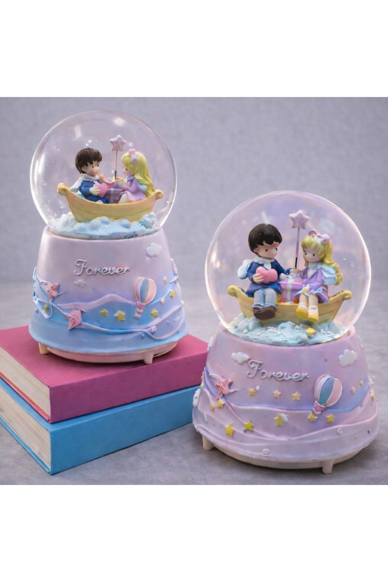 Forever Romantik Çift Figürlü Işıklı Otomatik Büyük Boy Kar Küresi 18 cm