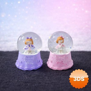 Mini Işıklı Sevimli Kız Kar Küresi 7x4 cm LED Pilli