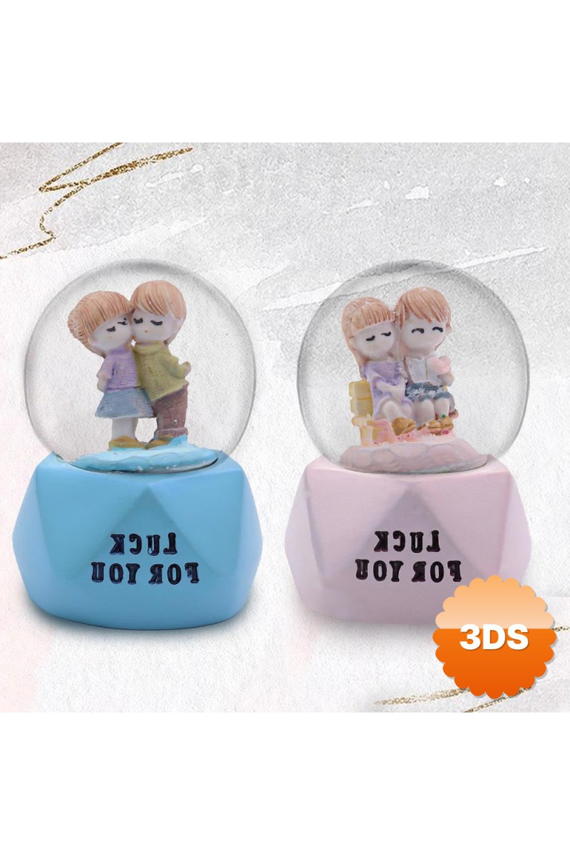 Tatlı Çift Temalı Mini Boy Işıklı Kar Küresi 7x4 cm Luck For You