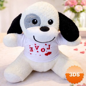 Love Tişörtlü Sevimli Benekli Peluş Köpek 25 cm