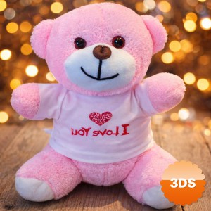 I Love You Tişörtlü Pembe Peluş Ayıcık