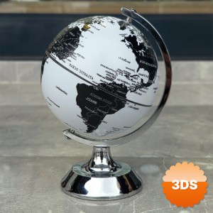 Metal Ayaklı Siyah Beyaz Dünya Küresi 16 cm