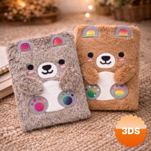 Sevimli Ayıcık Peluş Çizgili Defter A5 75 Yaprak