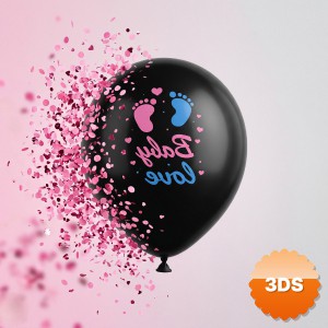 Pembe Konfetili Cinsiyet Balonu