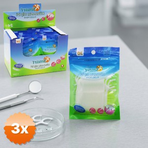 3 Paket 30lu Kürdanlı Diş İpi Çift Etkili Hijyenik Kilitli Paket