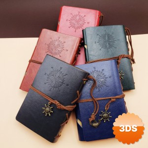 Pusula Tasarımlı Deri Defter Değiştirilebilir Sayfalı Vintage Ajanda