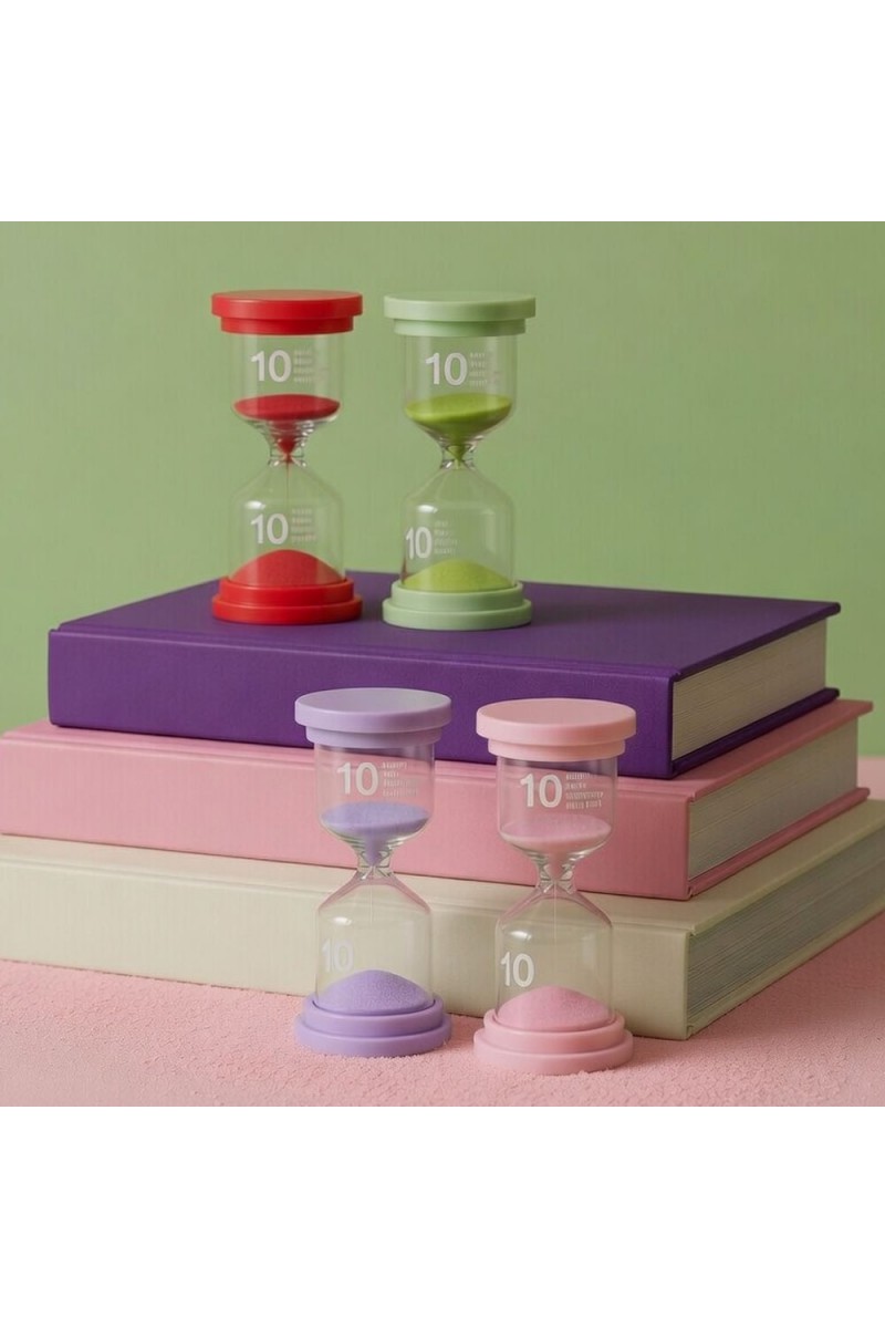 10 Dakikalık Kum Saati Asorti Renkli Dekoratif Tasarım 10x4.5 cm