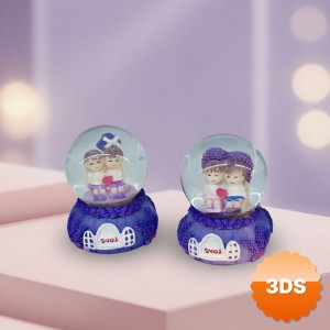 Işıklı Mini Boy Kar Küresi Pilli Romantik Çift Temalı 7x4 cm
