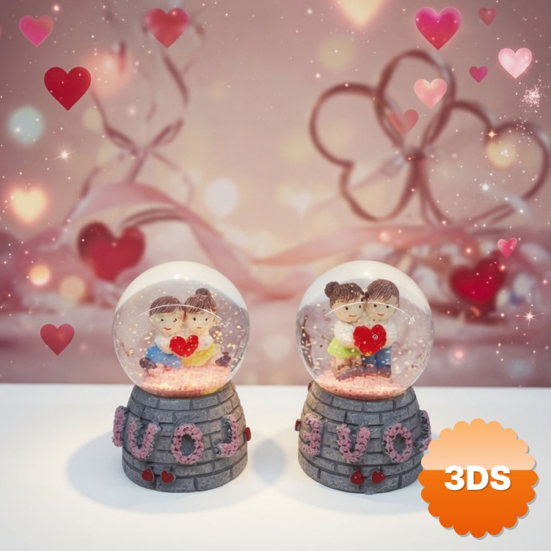 Işıklı Mini Kar Küresi Love Tasarımlı Pilli Romantik Hediyelik
