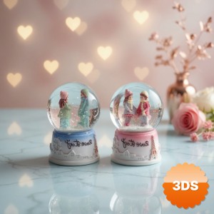 Love Story Mini Kar Küresi Işıklı 7x4 cm Pilli Romantik Hediye