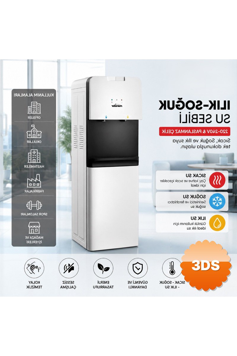 Su Sebili Sıcak Ilık ve Soğuk Su Seçenekli Üstten Yüklemeli 295x270x850 mm