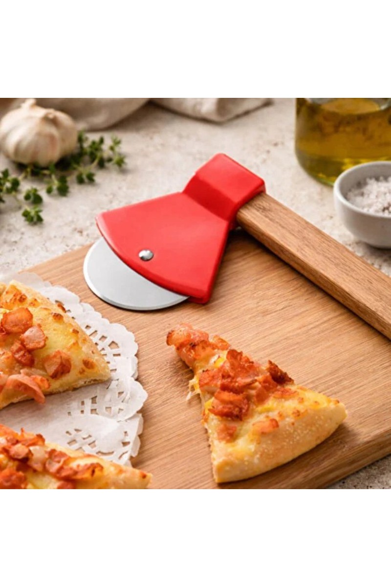Balta Tasarımlı Pizza Kesici Ahşap Saplı Paslanmaz Çelik Bıçaklı