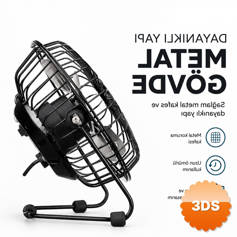 Masaüstü Mini USB Fan Metal Gövdeli Ultra Sessiz