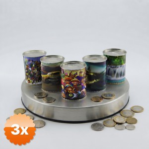 3 Adet Desenli Küçük Boy Metal Kumbara Silindir Tasarım Karışık Model