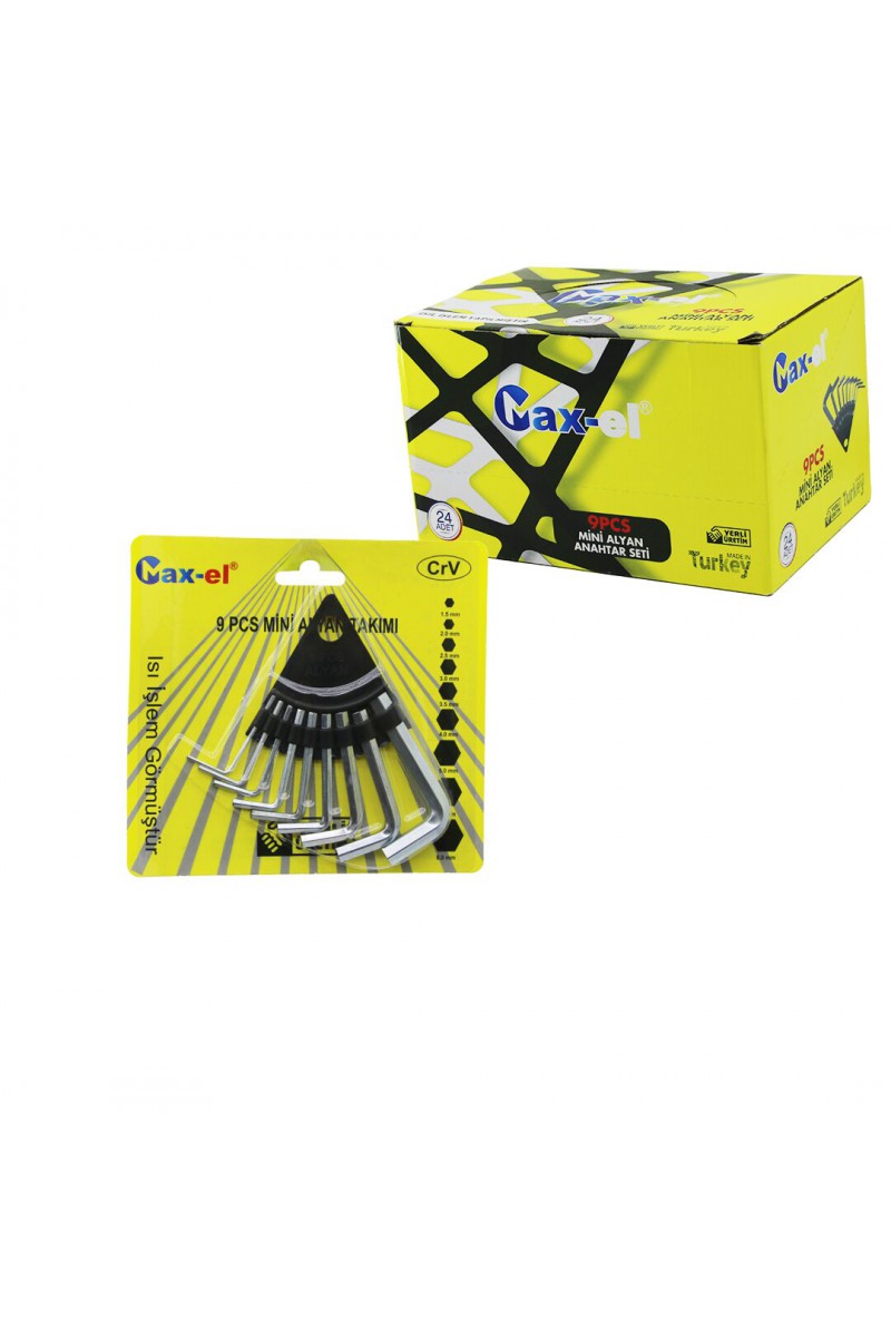 9 Parça Alyan Anahtar Seti Mini Boy Üçgen Stand Askılık