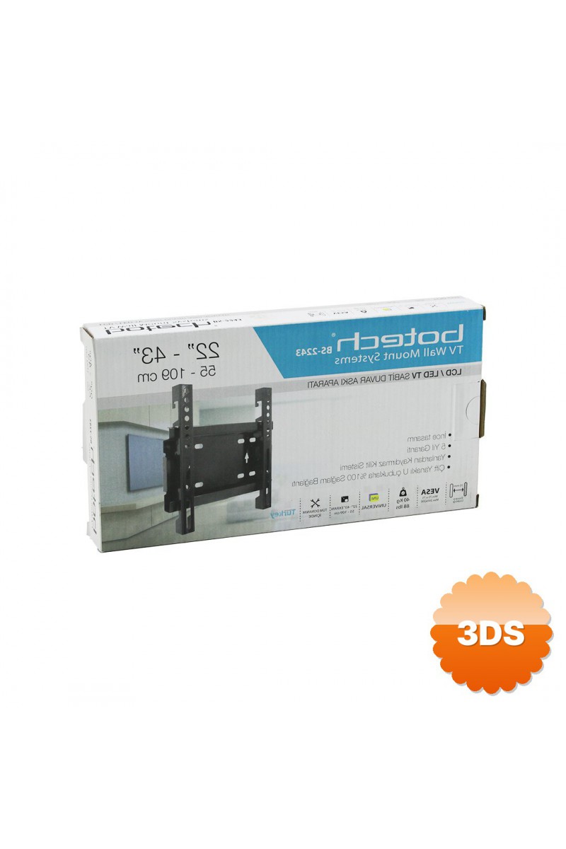 22 İnç ve 43 İnç - 55-109 cm - Sabit TV Askı Aparatı - 40 kg Taşıma Kapasitesi