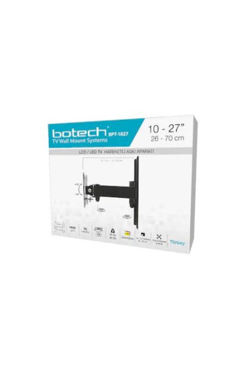 Hareketli TV Askı Aparatı - 10-27 İnç - 26-70 cm - LCD LED TV Uyumlu - 180 Derece Dönebilir