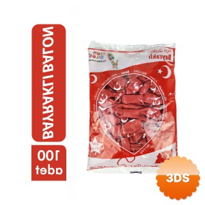 Türk Bayraklı Balon 100'lü Paket 12 İnç Boyut