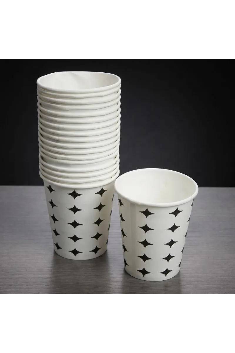 Siyah Yıldız Desenli Karton Bardak 7 Oz 50'li Paket
