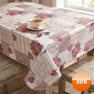 Elyaf Tabanlı Muşamba Masa Örtüsü Çiçek Desenli Leke Tutmaz 100x140 cm
