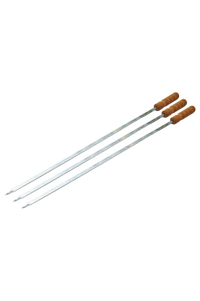 Ahşap Saplı Tavuk Şişi Dar Yassı Metal 50 cm