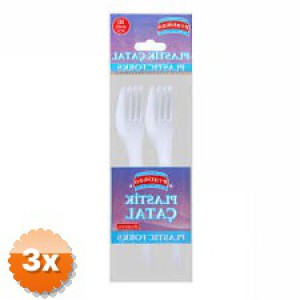 3 Adet Plastik Çatal Seti 10'lu Paket Beyaz Renk Kullan At Çatal