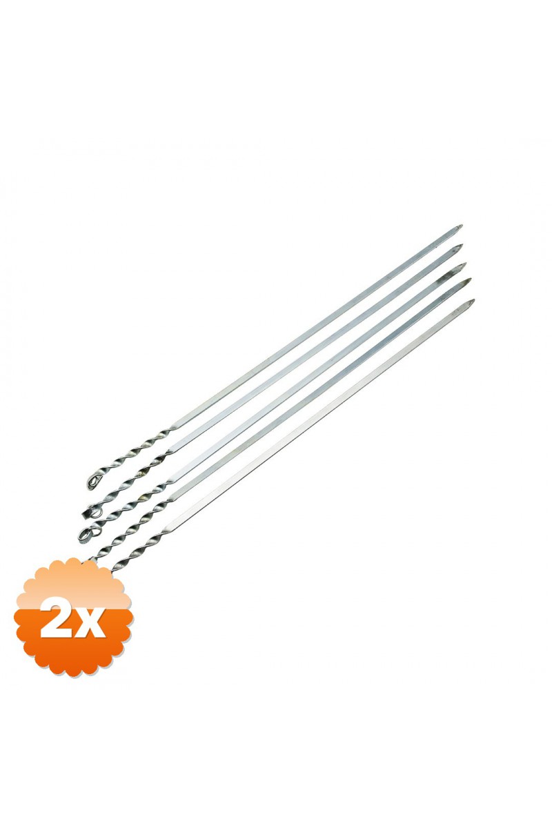 2 Adet Dar Yassı Mangal Şişi Burgulu Tasarım 60 cm