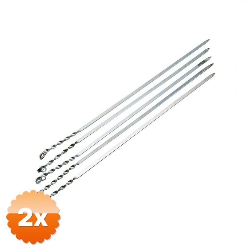 2 Adet Dar Yassı Mangal Şişi Burgulu Tasarım 60 cm