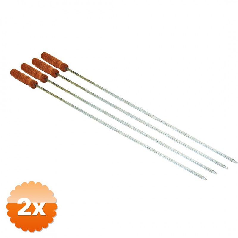 2 Adet Ahşap Saplı Kalın Kare Mangal Şişi 50 cm
