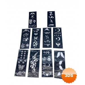 Karışık Desenli Tüp Kına Şablonu 10'lu Paket 8x20 cm