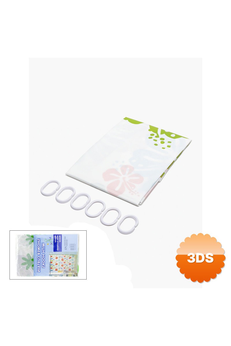 PVC Duş Perdesi - Çift Kanatlı - 12 Halkalı - 90x180 cm